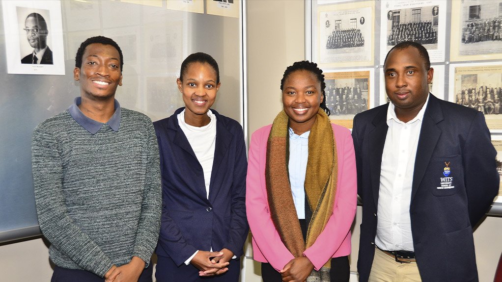 The Wits post-graduate students carrying out their Masters work at South Deep (from left to right): Rachidi Dineo, Mosebudi Matlou, Matsobane Nong and Isaac Mabala. Ms Nong and Mr Mabala are also Associate Lecturers at the Wits Mining School