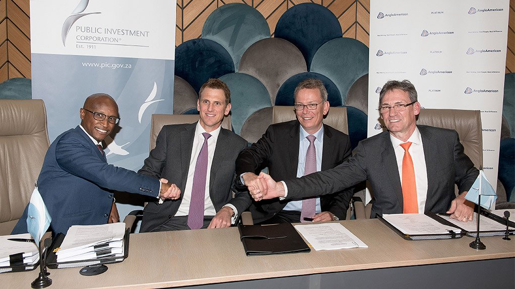 Flashback to last year's investment announcement with (from left) Public Investment Corporation executive Sholto Dolamo, Kevin Eggers, Andrew Hinkly and Anglo American Platinum CEO Chris Griffith.