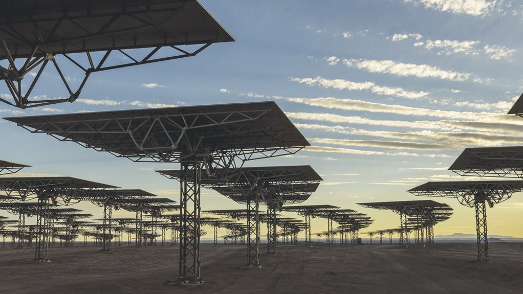 GIGANTIC OPPORTUNITY Solar power panels in the Atacama desert at sunset