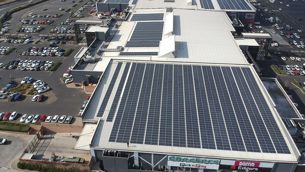 Rooftop solar panels at Springs Mall 