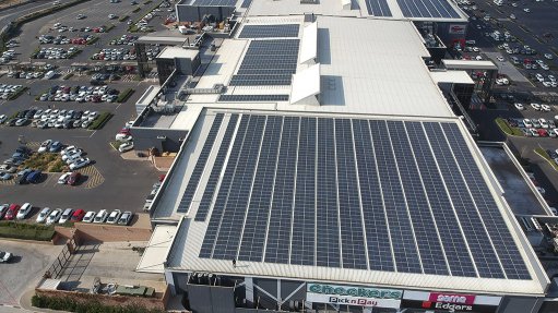 Rooftop solar panels at Springs Mall 