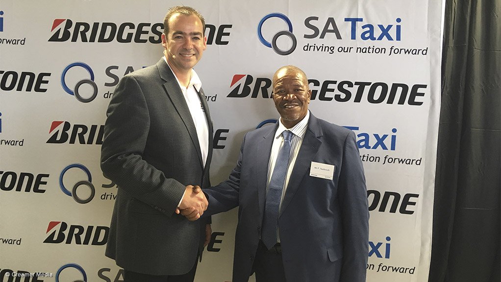 Bridgestone SA CEO Jacques Fourie and Santaco president Phillip Taaibosch