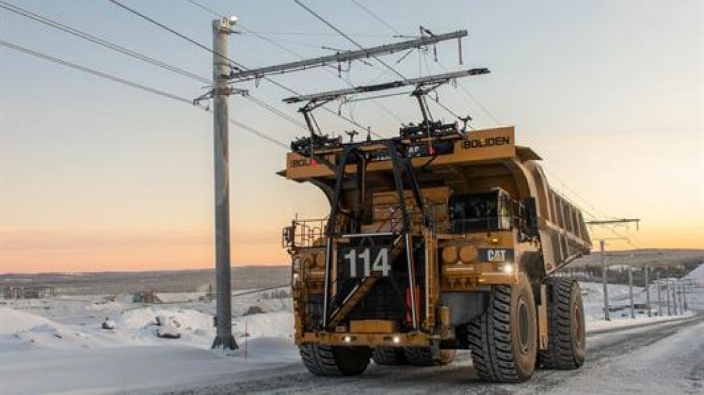 Electric trolley at Boliden Aitik, in northern Sweden.