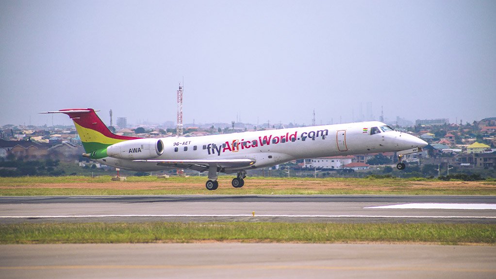 An Embraer ERJ145 regional jet airliner of African World Airlines