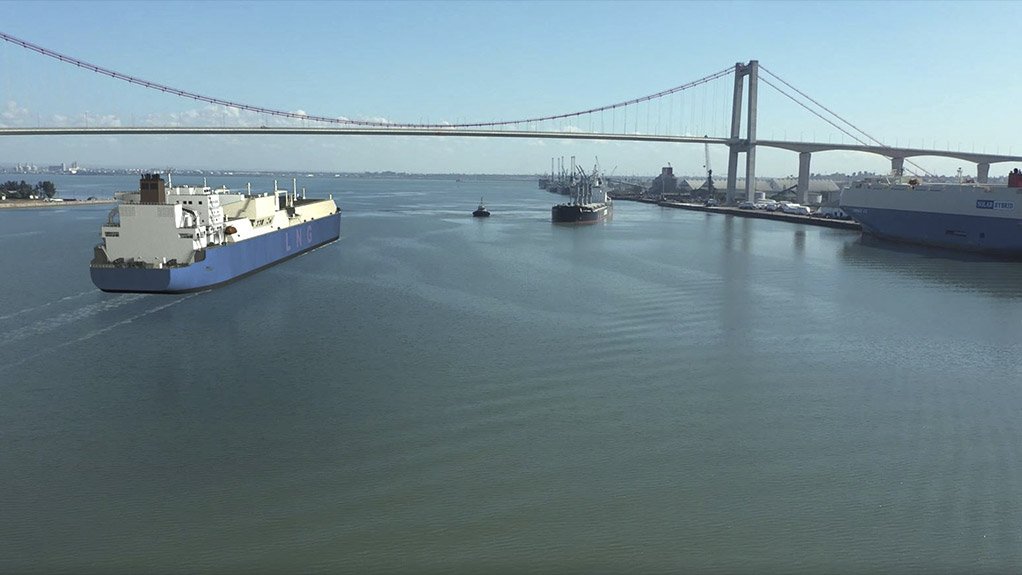 An artist impression of an LNG vessel with Maputo's Katembe bridge in the background