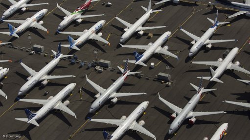 Grounded 737 MAX airliners parked near Boeing Field, Seattle