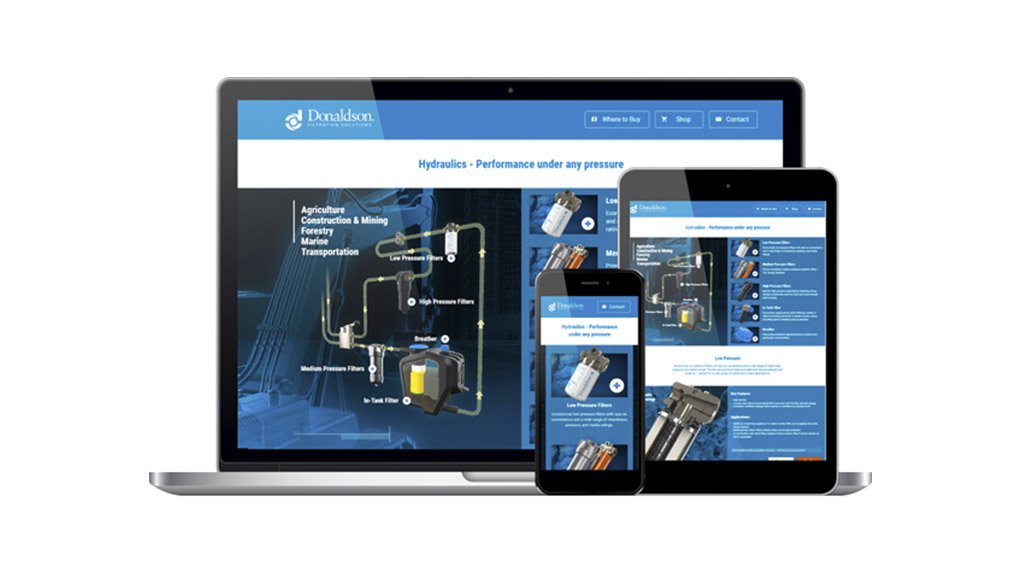 Donaldson promotes its full range of OE qualified hydraulic filtration solutions via its brand web page