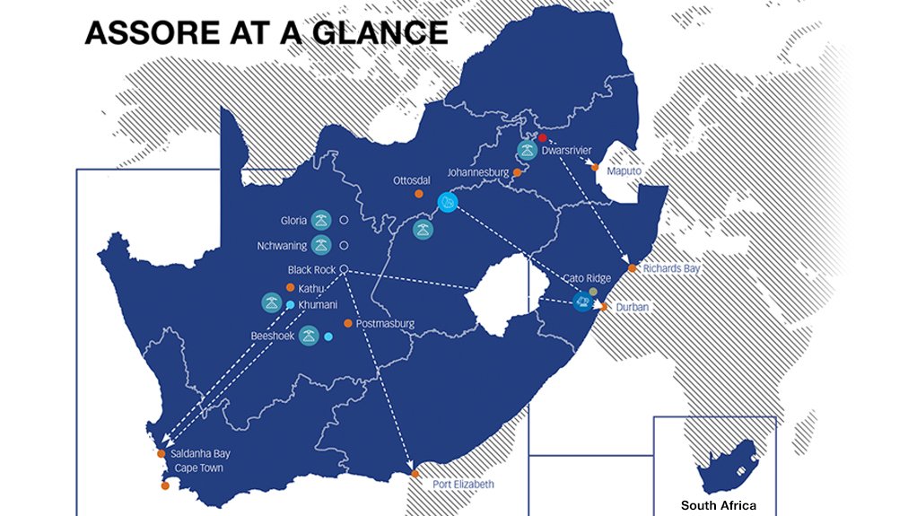 Assore's mines and logisitcs routes
