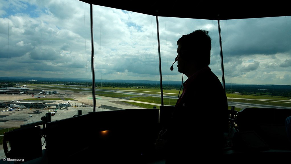 An airport control tower (at Manchester, UK)