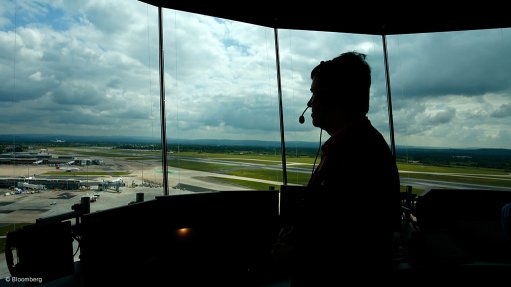 An airport control tower (at Manchester, UK)