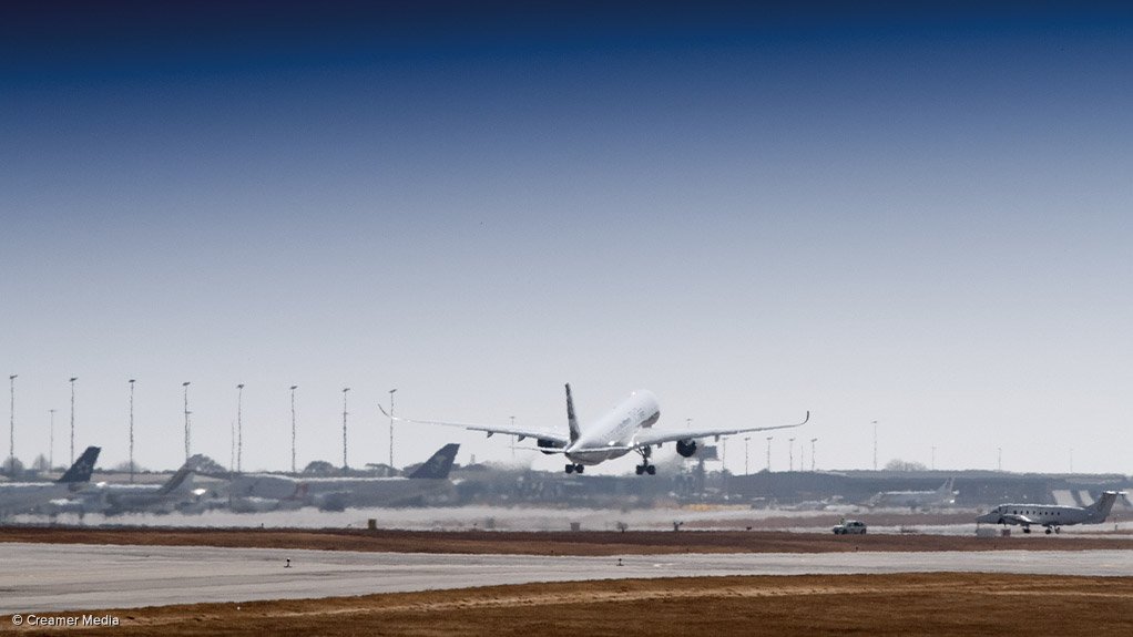 An airline takes off from OR Tambo International Airport