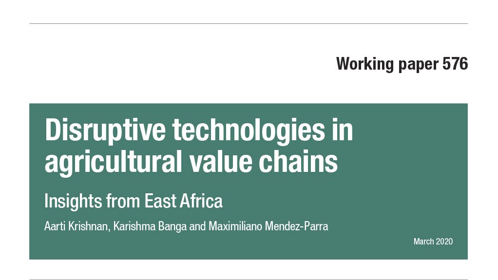 Disruptive technologies in agricultural value chains: insights from East Africa