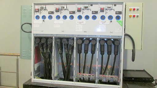 Medium voltage compact switchgear with ring main unit, battery tripping unit and metering panel.