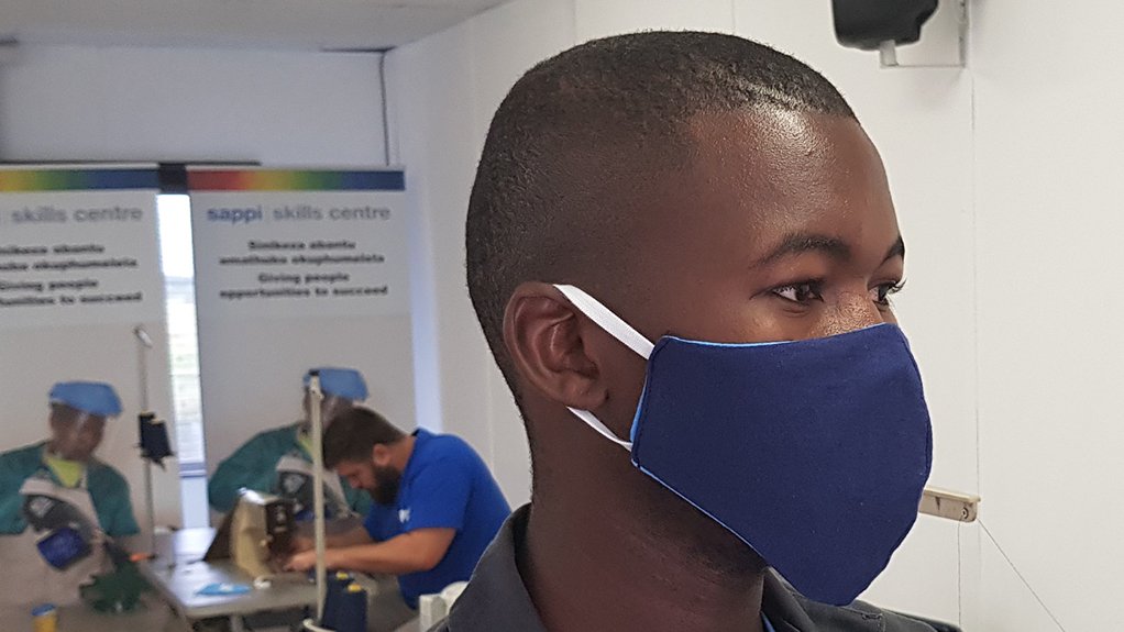 The cloth masks made at the Saiccor Skills Centre can be washed and re-used, and are distributed along with guidelines on how to use them effectively