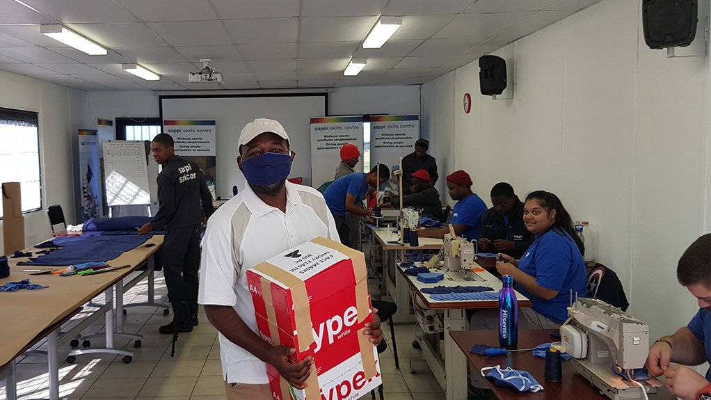 Apprentices at Sappi Saiccor mill’s Skills Centre in Umkomaas are making cloth masks for distribution to  employees