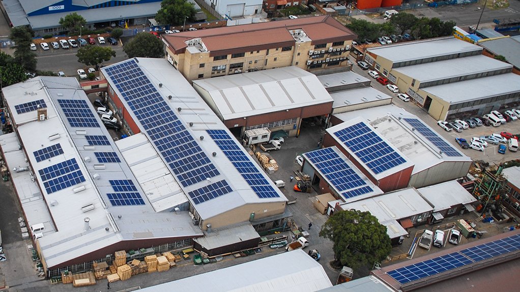 Photovoltaic solar panels installed at the Multotec manufacturing facility 