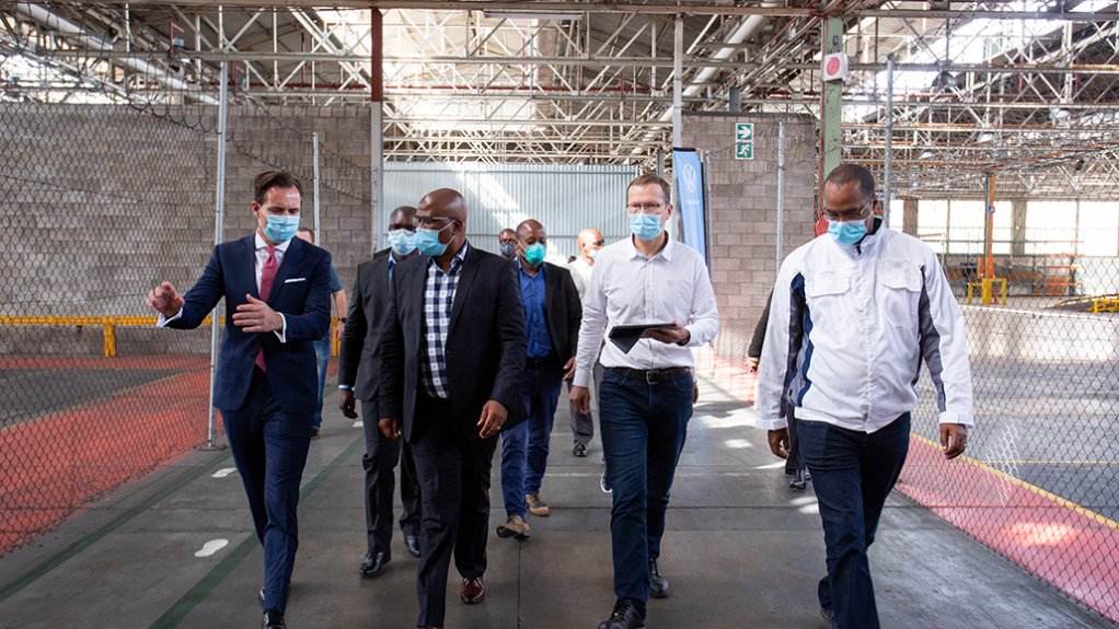 The Port Elizabeth plant which will be converted into a medical facility. Thomas Schäfer is to the far left.