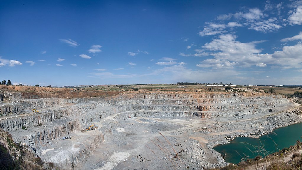 QUALITY QUARRY AfriSam’s Jukskei aggregate mine, in Gauteng, contributes to the company’s production capacity of 10-million tonnes a year 