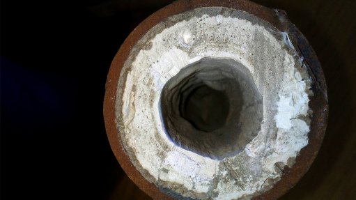 This photo shows 50mm pipe with scale measuring 10-12mm thick inside it. The flow of water has been dramatically reduced due to lack of maintaining the softener.