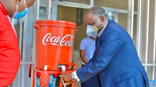 Hand washing stations in Tanzania, supplied by Coca-Cola.