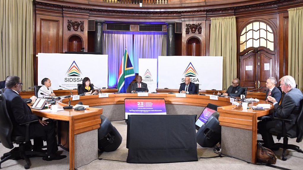 President Cyril Ramaphosa (centre) leading the Sustainable Infrastructure Development Symposium in Pretoria