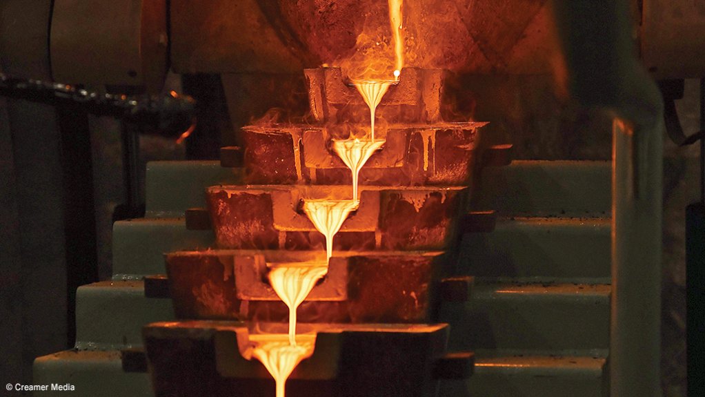 Gold pour at Elikhulu gold plant.