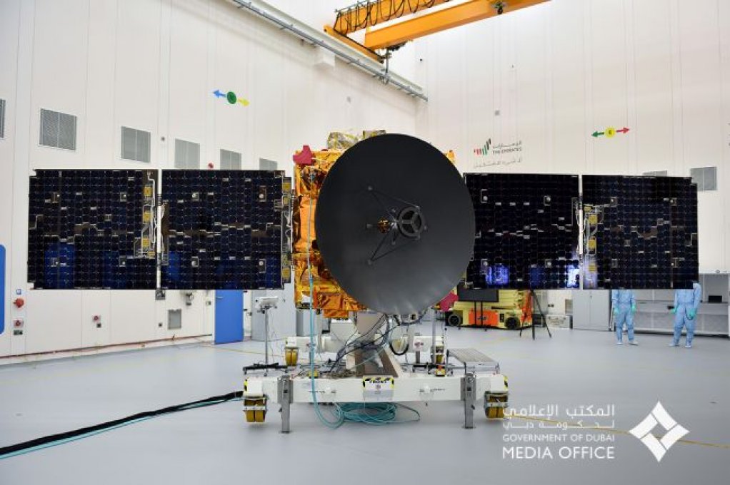 The Hope/Al Amal probe, displayed in its ‘clean’ assembly facility