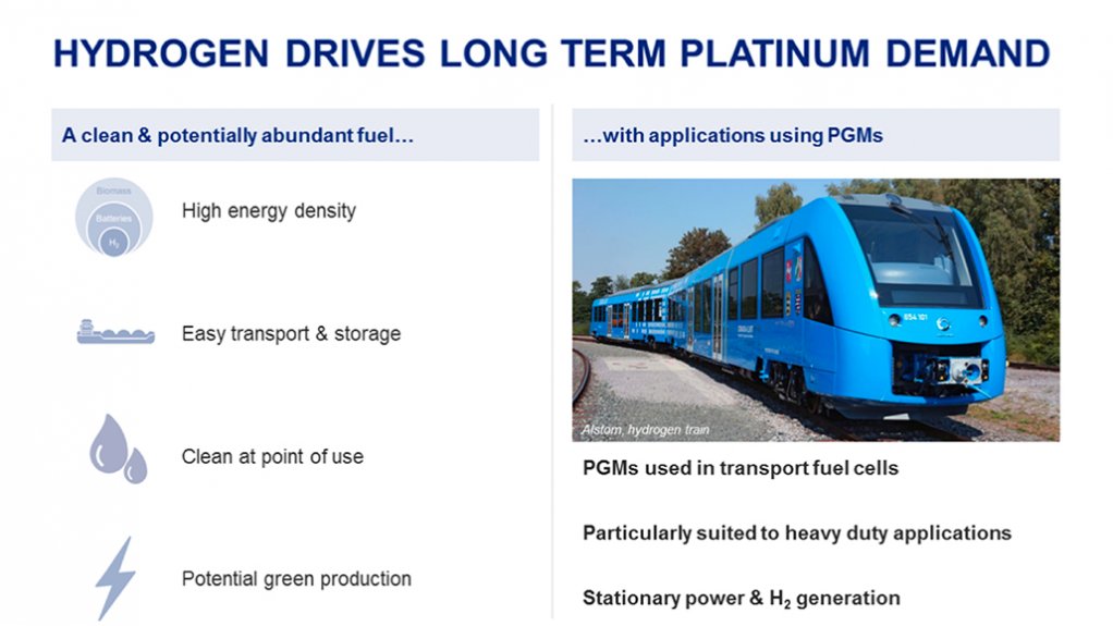 Anglo says hydrogen is a clean and abundant fuel with applications using PGMs