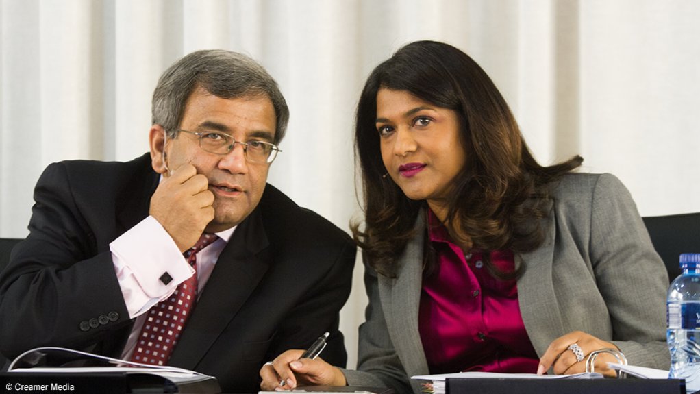 AngloGold CFO Christine Ramon (right) is interim CEO, with pre-Dushnisky CEO Srinivasan Venkatakrishnan. Some have speculated on Venkat's possible return.