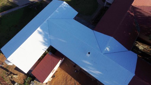 Aerial view of a 'cool roof'.