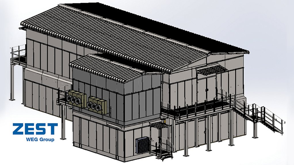 An illustration of the custom-designed substation, double-storey E-house solution.