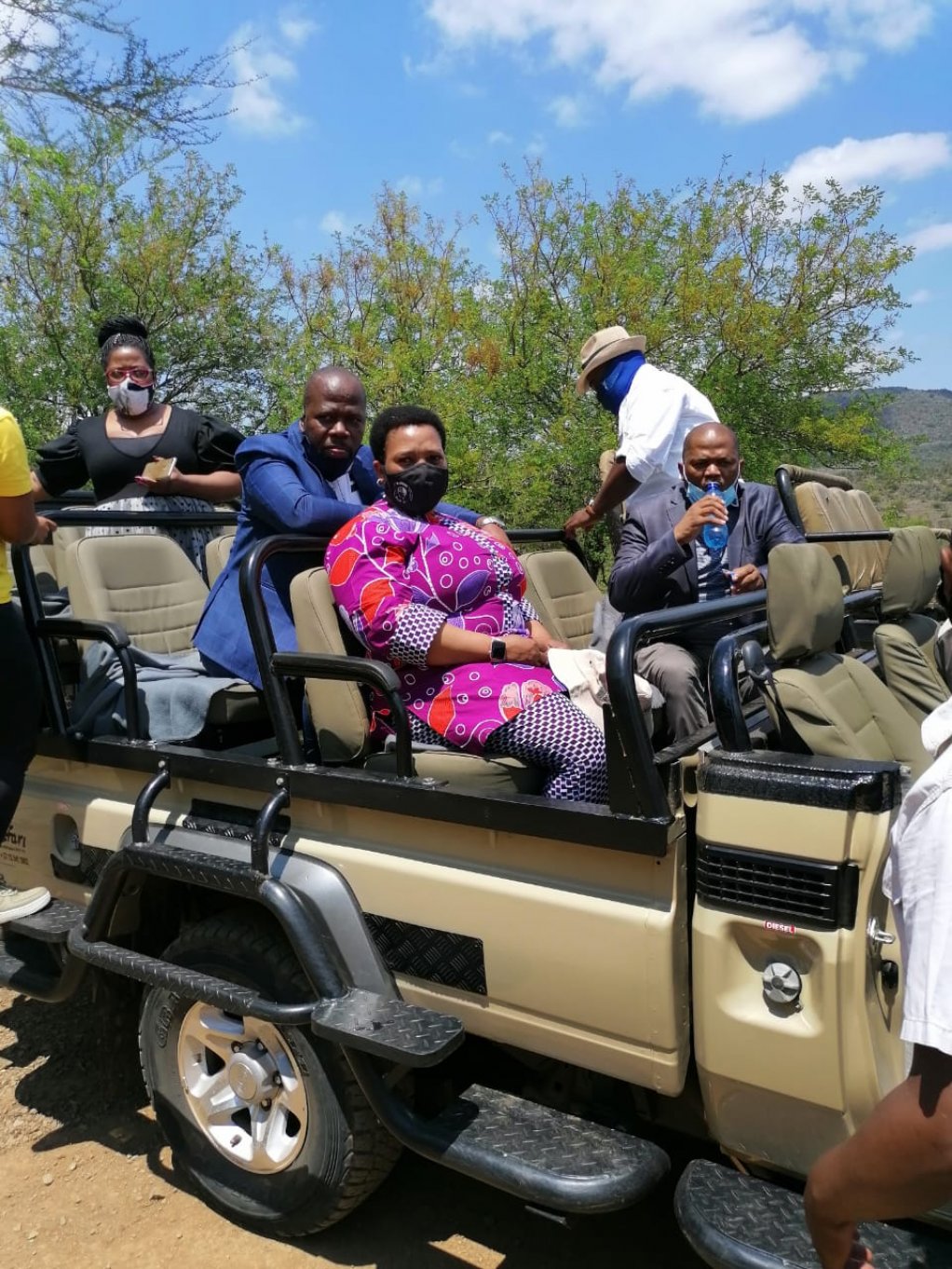 KZN EDTEA MEC Nomusa Dube-Ncube with Mayor of Dumbe Local Municipality, Cllr Majuba Mavuso and Mayor of Phongolo Local Municipality Cllr Sibusiso Mhlongo at Umkuze Falls Game Reserve