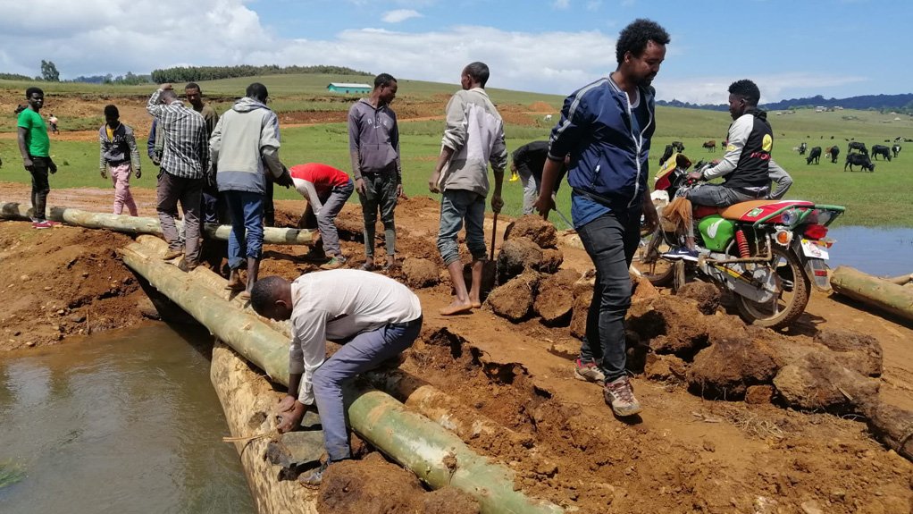A bridge under construction near Megado's project in Ethiopia