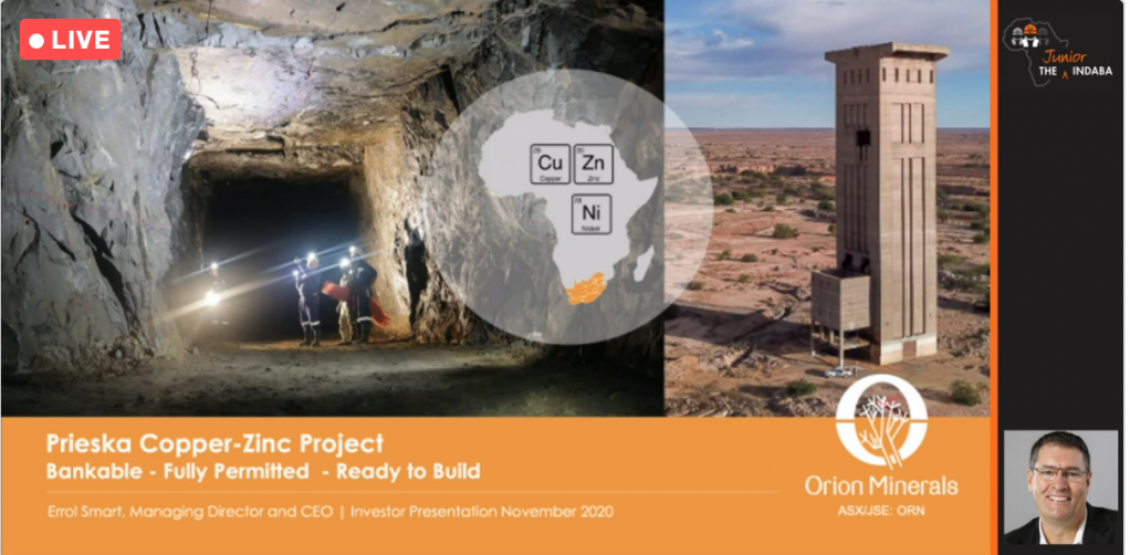  	Orion Minerals Prieska project in the Northern Cape.