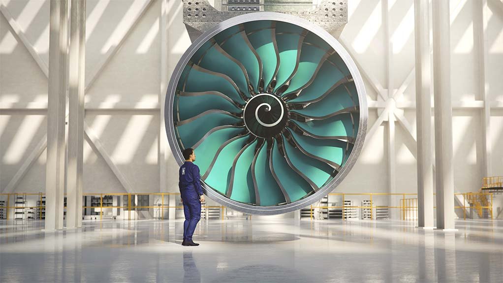 A mock-up of Rolls-Royce’s next-generation UltraFan very large civil aerospace engine