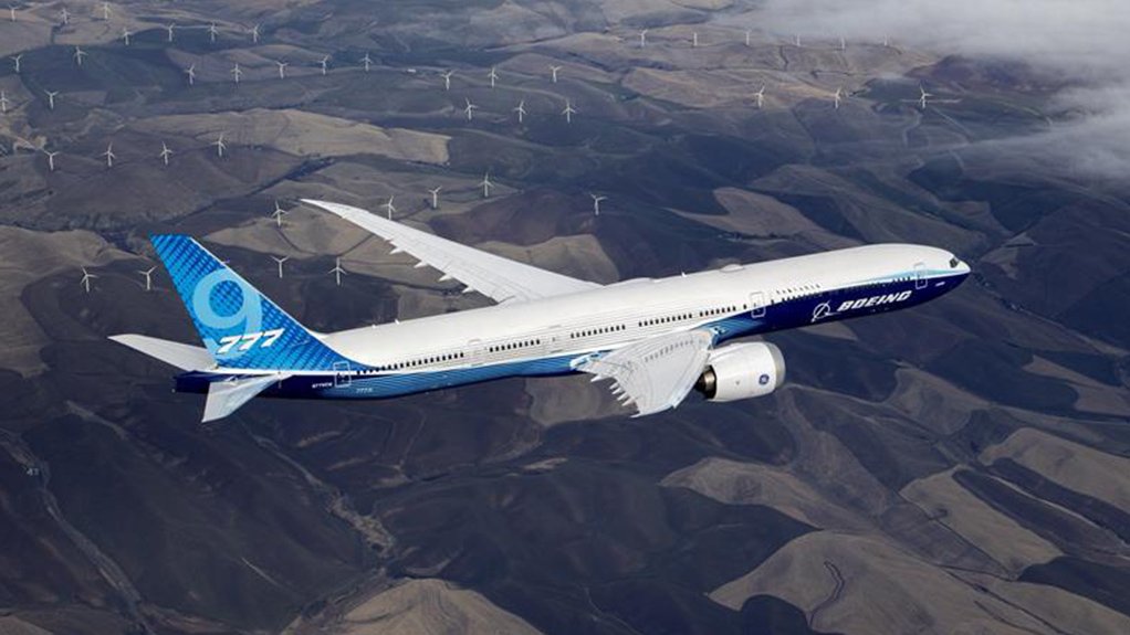 The prototype Boing 777X, a 777-9, on an early test flight
