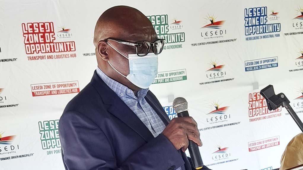 Fikile Majola delivering the keynote address during the launch of the concession agreement between Leseding local municipality and MTP Aviation Solutions 