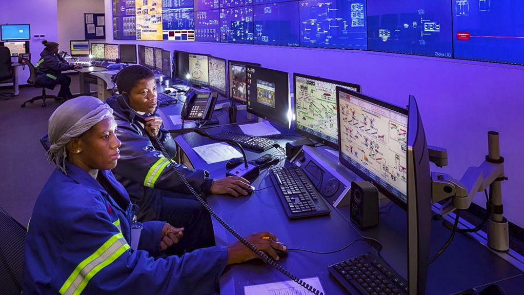 The control room at African Rainbow Minerals' Black Rock manganese ore mine in the Northern Cape.
