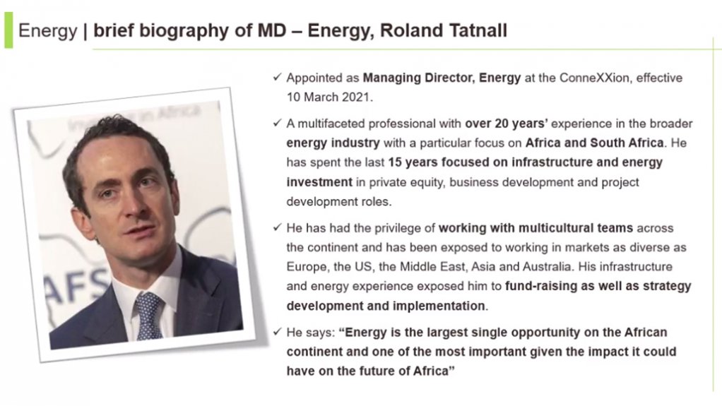 Brief biography of new Exxaro MD Energy Roland Tatnall.