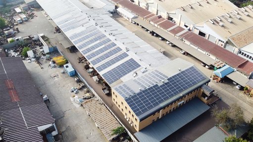 The new 390 panel solar plant at Weba Chute Systems’ Germiston facility