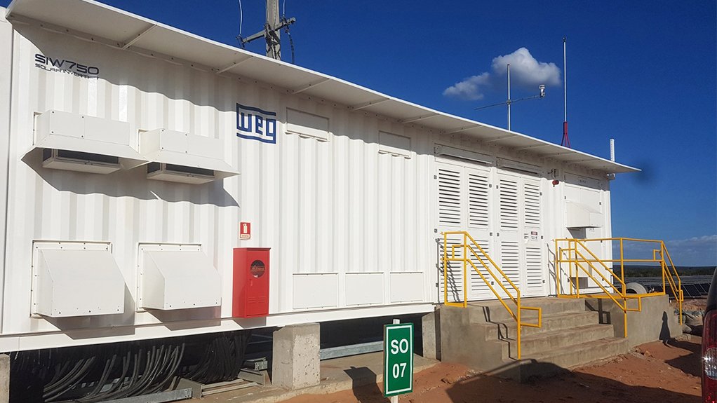 The WEG ESW 750 centralised inverter station, housed in a 12 m container installed on site