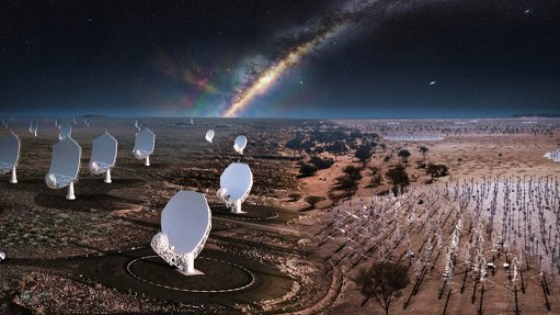 Composite artist's image showing the South African (left) and Australian (right) SKA arrays.