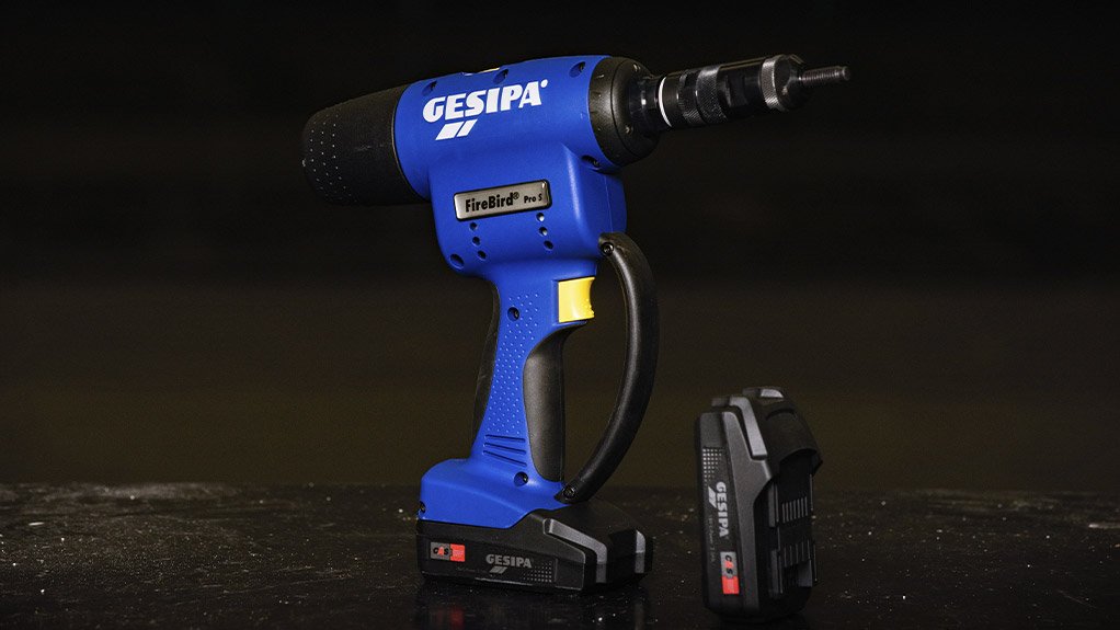 Cordless Rivnut tool with CAS battery used for accessory fitments

