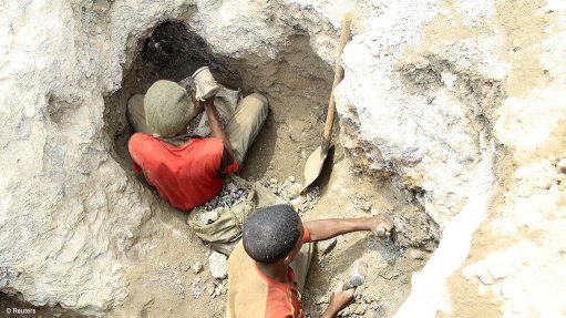 Artisanal miners digging for cobalt in the DRC