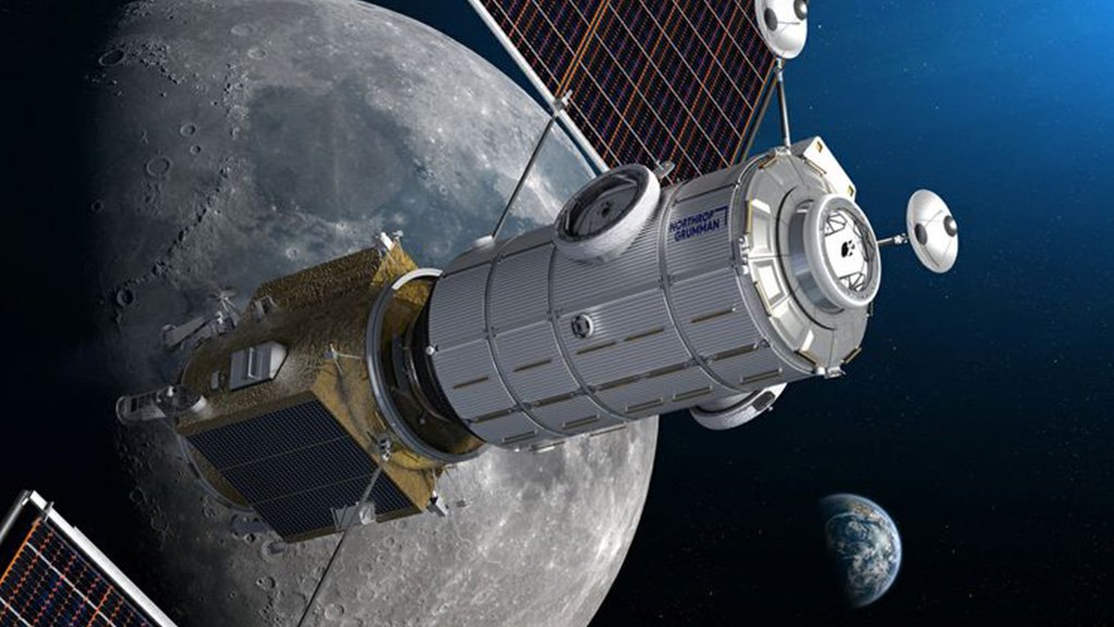 An artist’s impression of the integrated Halo and PPE modules orbiting the Moon
