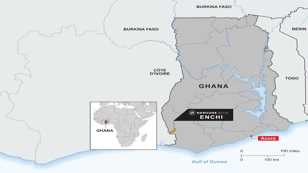 Map of Enchi gold project location by Newcore Gold