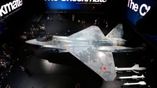 An image of a Sukhoi Checkmate displayed at MAKS 2021