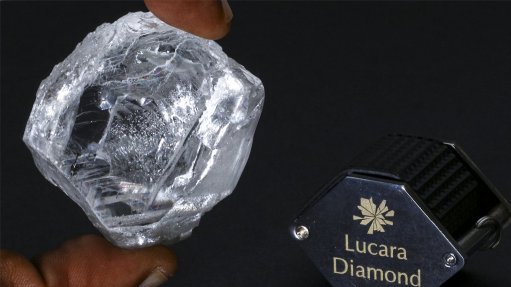 A 393.5 ct top white Type IIa gem-quality diamond recovered from Lucara's Karowe diamond mine in Botswana
