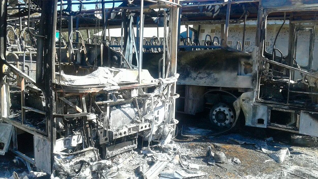 Image of a burnt out bus