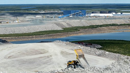 An image of stockpiled material containing diamonds in Canada.